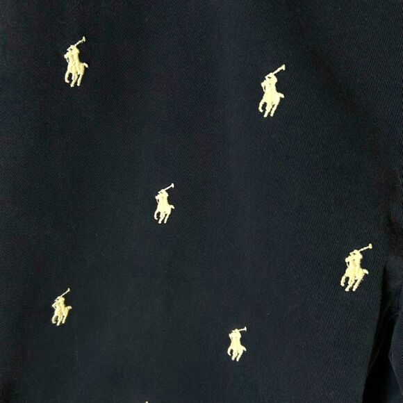 Polo Ralph Lauren Navy All-Over Embroidered Pony Flat Front Chino Shorts Size 36 - Picture 4 of 12